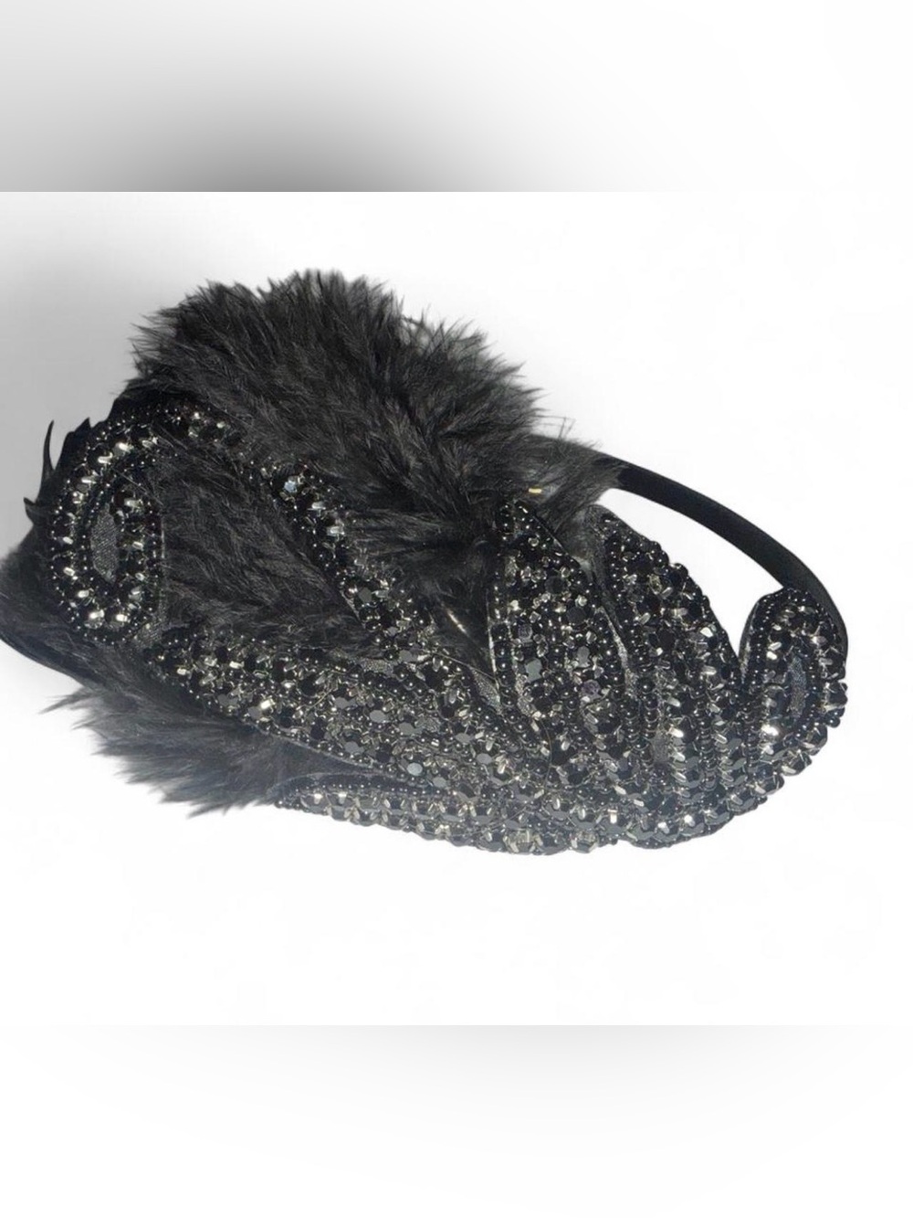 Babeyond Black Crystal Feather Headband